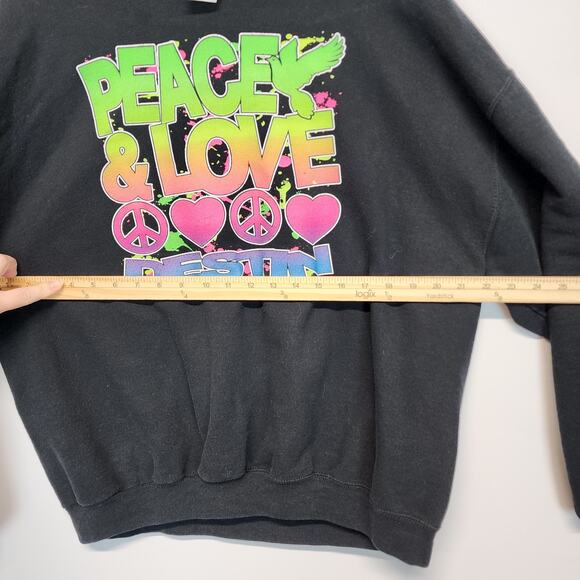 Vintage Destin Florida Neon Graffiti Sweatshirt Size L Black Crew Street Casual - Picture 6 of 7